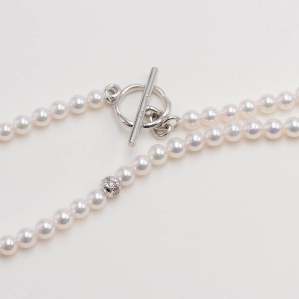 Akoya Baby Pearl Necklace With Pink Diamonds