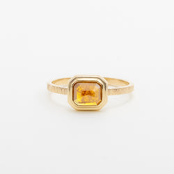 Vermilion Orange Diamond Ripple Bezel Ring