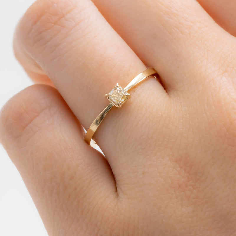 White Butterfly Square Diamond Ring