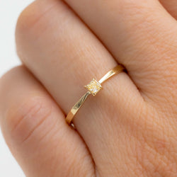 Light Yellow Butterfly Square Diamond Ring