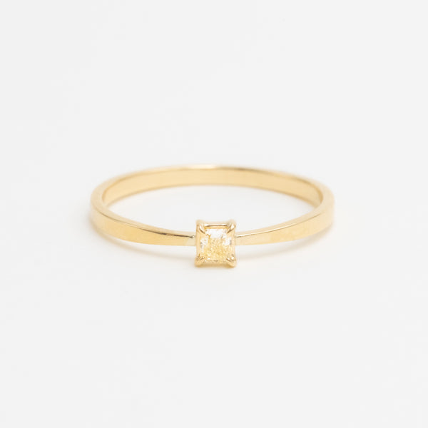 Light Yellow Butterfly Square Diamond Ring