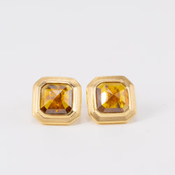 Sunset Orange Square Ripple Diamond Earrings