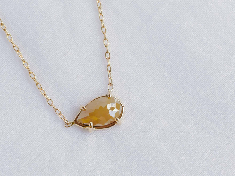 Khaki Beige Drop Diamond Necklace