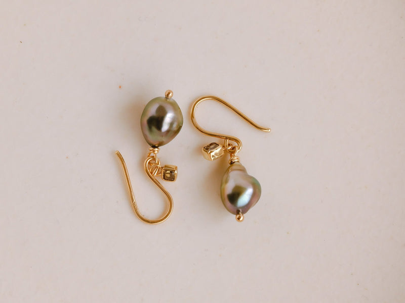 Little treasures charm earrings khaki square