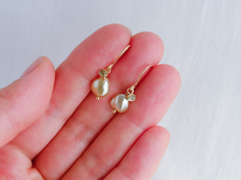 Little treasures charm earrings champagne sage oval
