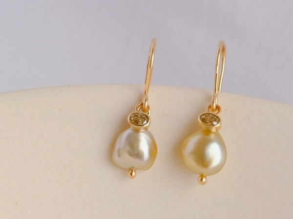 Little treasures charm earrings champagne sage oval