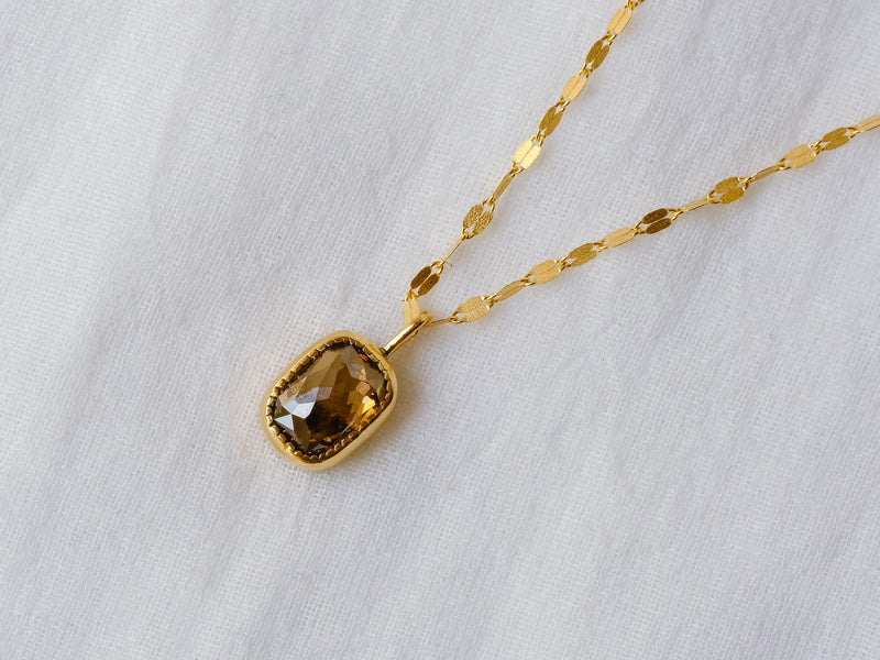 Bitter Brown Baguette diamond Necklace
