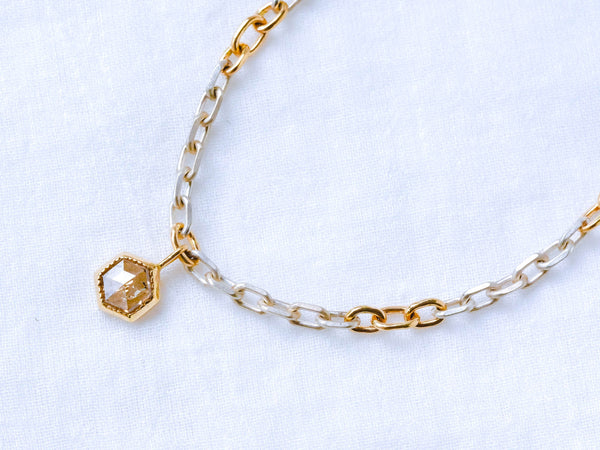 Mix Metal Chain Bracelet Hexagon